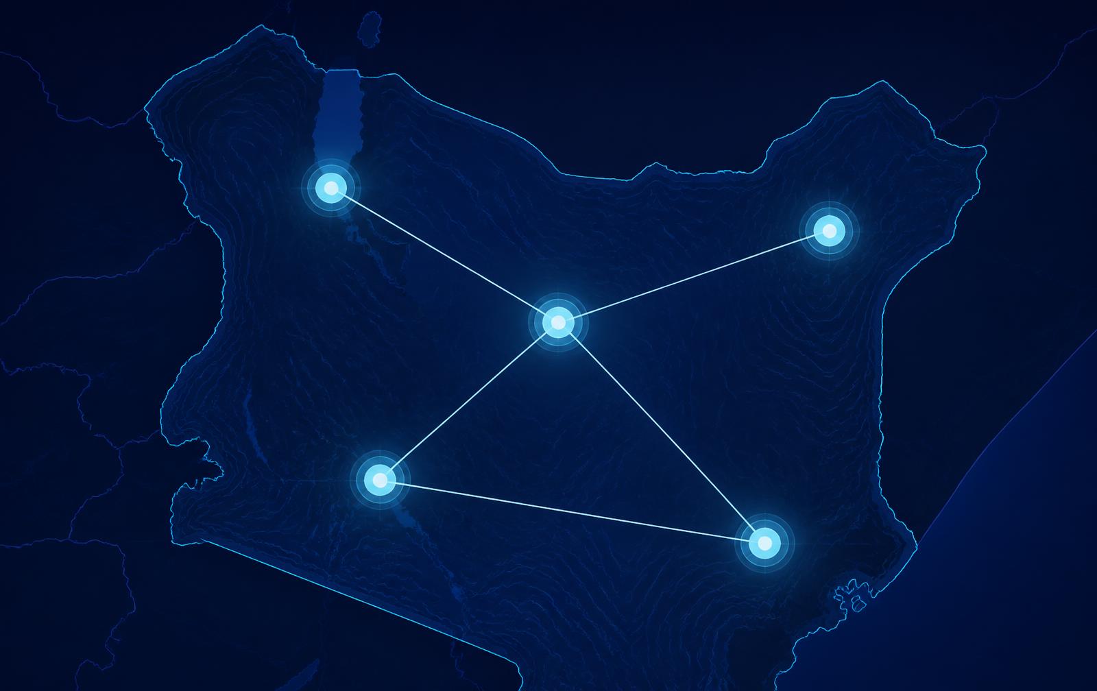 Illustrative map showing IAFFORDABLENET network nodes across our northern Kenya service areas